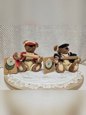 Yogi & Lou Bearig Boyds Bears Brown Plush Baseball Duo with Red and Navy Accents